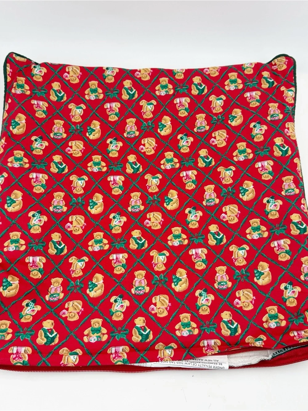 Vintage Ikea Crux Christmas Teddy Bear Quilted Cushion Pillow Covers 90s 15” EUC